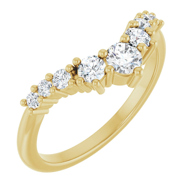 14K Gold Round Lab-Grown Diamond Contour Band - 1/4-3/8 CTW - Yellow Gold