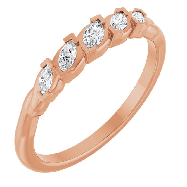 14K Gold Marquise Natural Diamond Anniversary Band - 1/4 CTW - Rose Gold