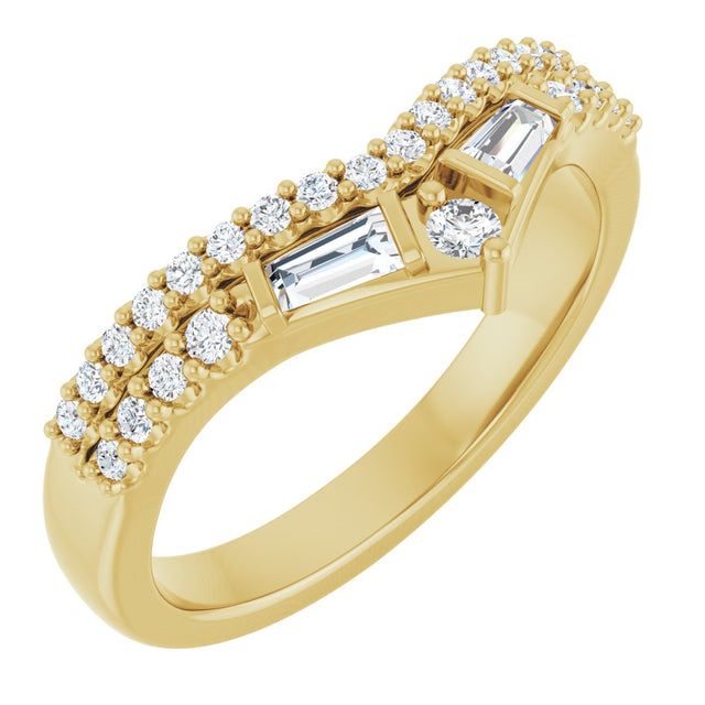 14K Gold Round Lab-Grown Diamond Contour Band - 3/8 CTW - Yellow Gold