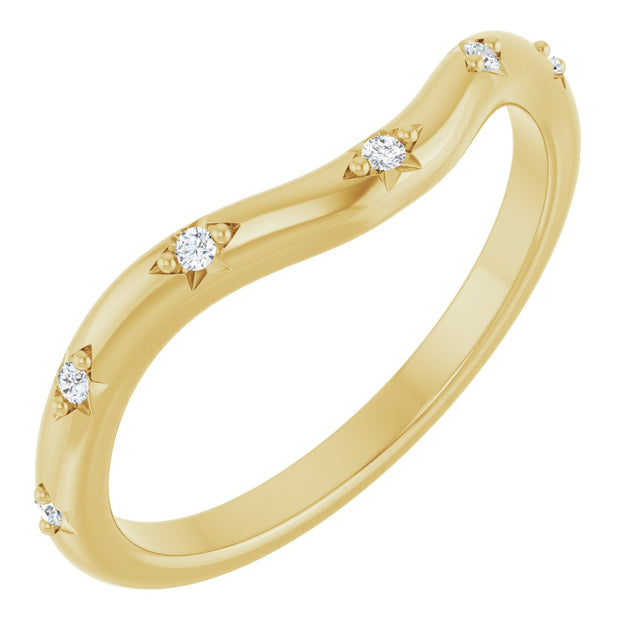 14K Gold Round Natural Diamond Contour Band - 05 CTW - Yellow Gold