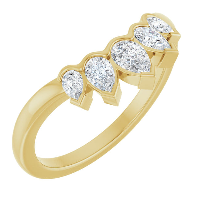14K Gold Pear Natural Diamond Contour Band - 1/2 CTW (Style 127036) - Yellow Gold