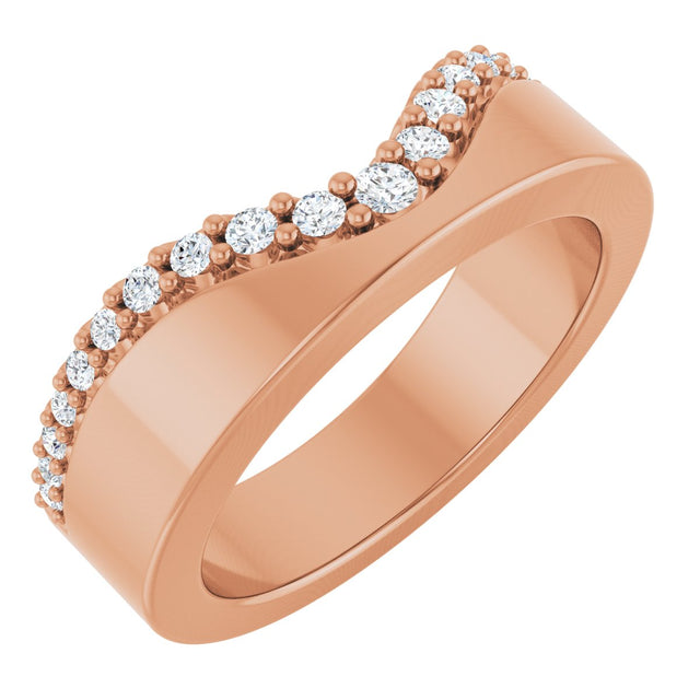 14K Gold Round Natural Diamond Contour Band - 1/4 CTW (Style 127060) - Rose Gold