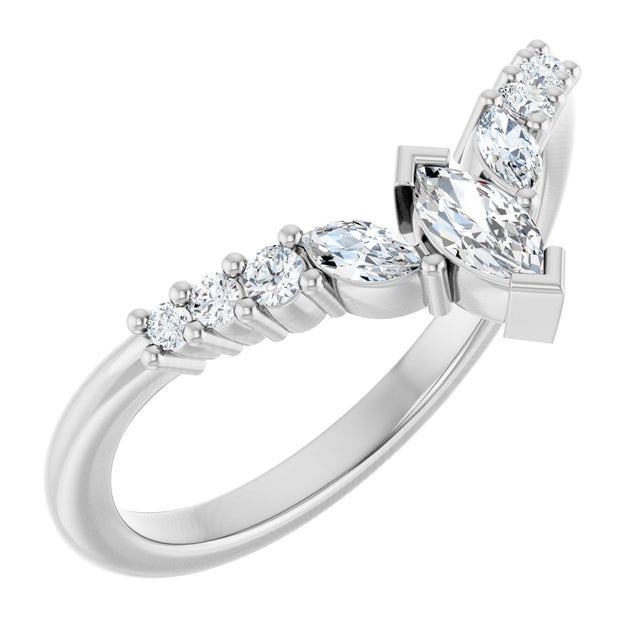 Platinum Marquise Lab-Grown Diamond Accented Contour Band - 1/4-3/8 CTW