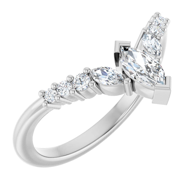 Platinum Marquise Lab-Grown Diamond Accented Contour Band - 1/4-3/8 CTW