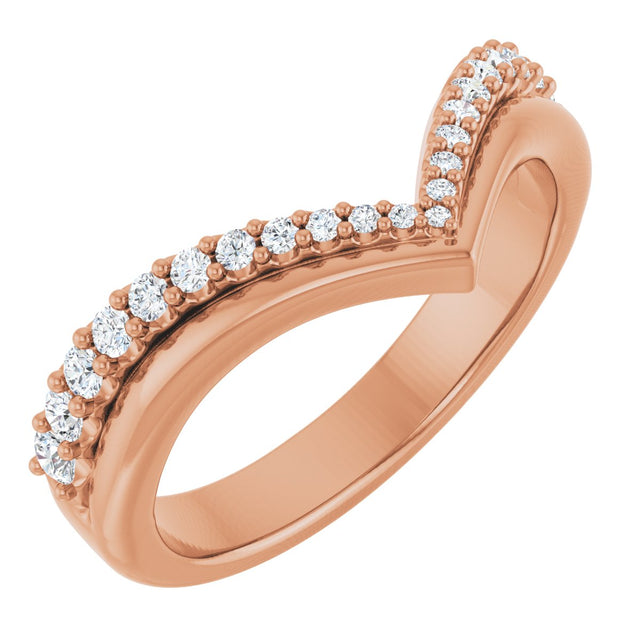 14K Gold Round Natural Diamond Contour Band - 1/4 CTW - Rose Gold