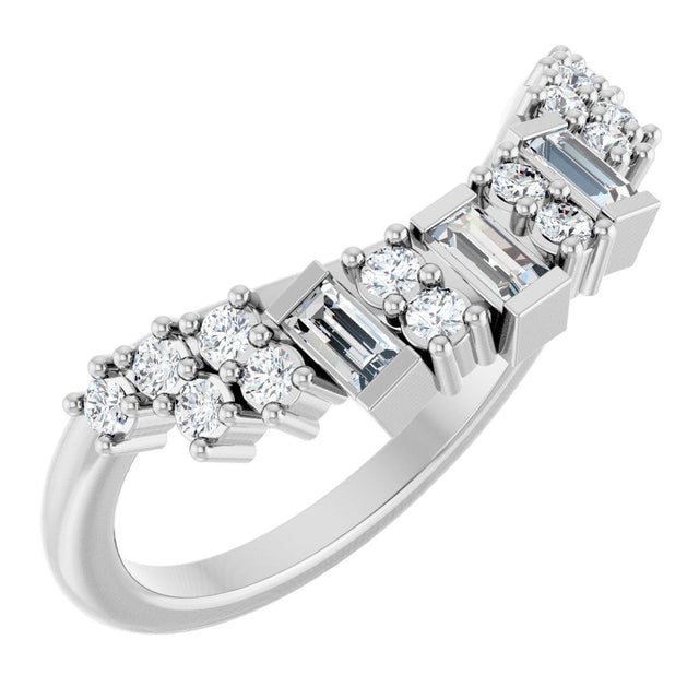 14K Gold Straight Baguette Lab-Grown Diamond Contour Band - 1/3 CTW - White Gold