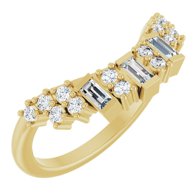 14K Gold Straight Baguette Lab-Grown Diamond Contour Band - 1/3 CTW - Yellow Gold