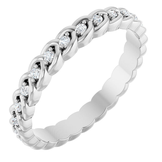 Platinum Round Natural Diamond Rope Eternity Band - 1.2mm Stones