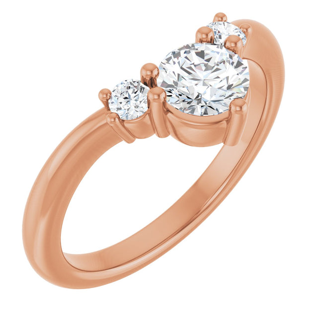 14K Gold Round Lab-Grown Diamond Contour Band - 1/8-5/8 CTW - Rose Gold