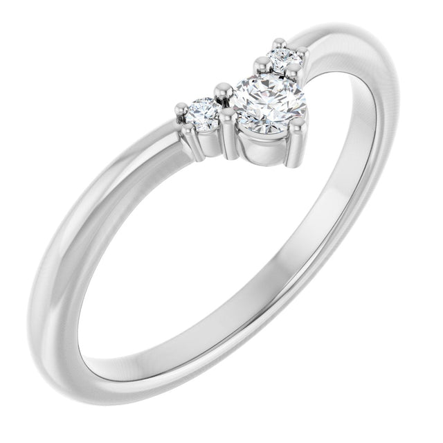 14K Gold Round Lab-Grown Diamond Contour Band - 1/8-5/8 CTW - White Gold