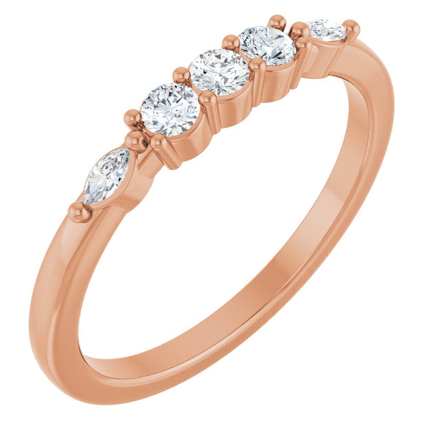 14K Gold Round Lab-Grown Diamond Anniversary Band - 1/6-1/3 CTW - Rose Gold