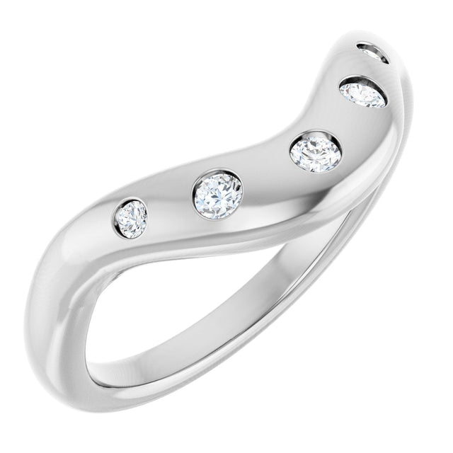 14K Gold Round Lab-Grown Diamond Contour Band - 1/6 CTW (Style 127064) - White Gold