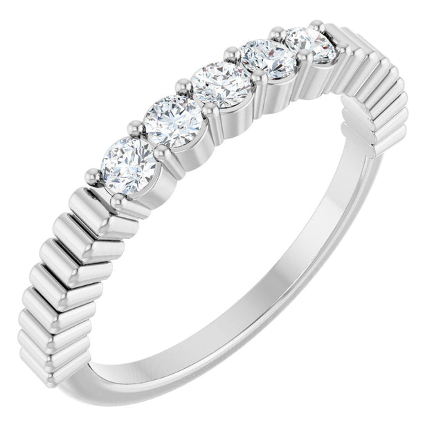Platinum Round Natural Diamond Five-Stone Anniversary Band - 1/6-1/2 CTW