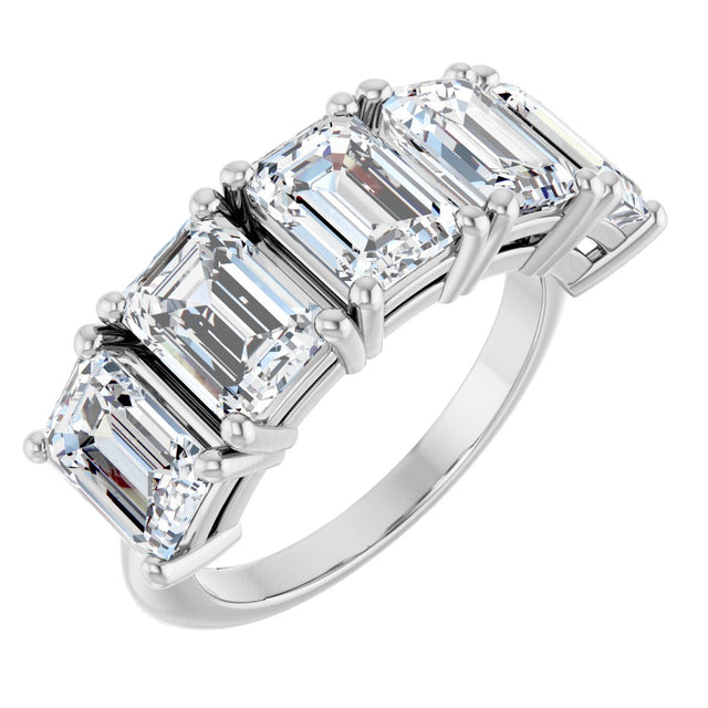 Platinum Emerald Lab-Grown Diamond Five-Stone Anniversary Band - 1 7/8-5 1/2 CTW