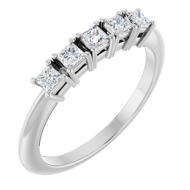 Platinum Square Lab-Grown Diamond Five-Stone Anniversary Band - 1/4-1/2 CTW