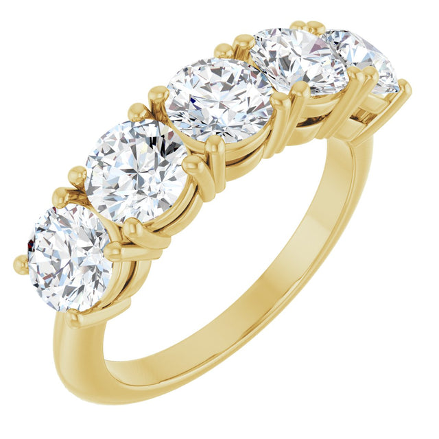 14K Gold Round Lab-Grown Diamond Five-Stone Anniversary Band - 1 1/3-3 5/8 CTW - Yellow Gold