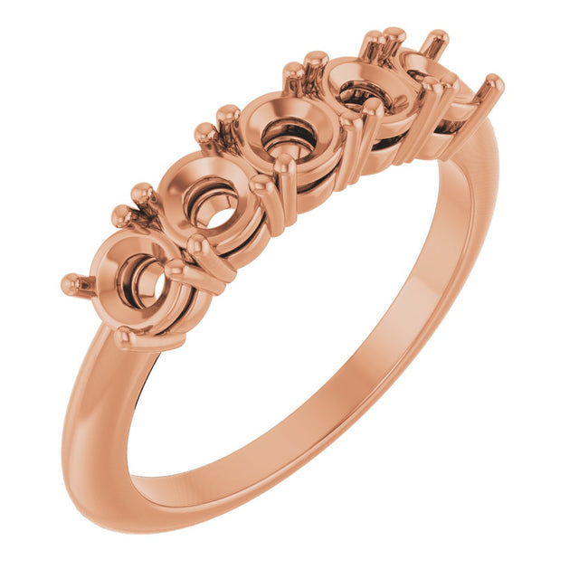 14K Gold Round Lab-Grown Diamond Five-Stone Anniversary Band - 3.75mm Stones - Rose Gold