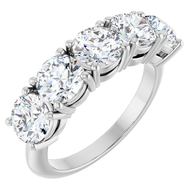 14K Gold Round Lab-Grown Diamond Five-Stone Anniversary Band - 5.5mm Stones - White Gold