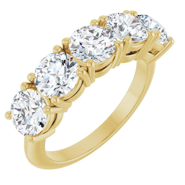 14K Gold Round Lab-Grown Diamond Five-Stone Anniversary Band - 5.5mm Stones - Yellow Gold