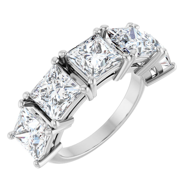 Platinum Square Lab-Grown Diamond Five-Stone Anniversary Band - 3/4-7 CTW