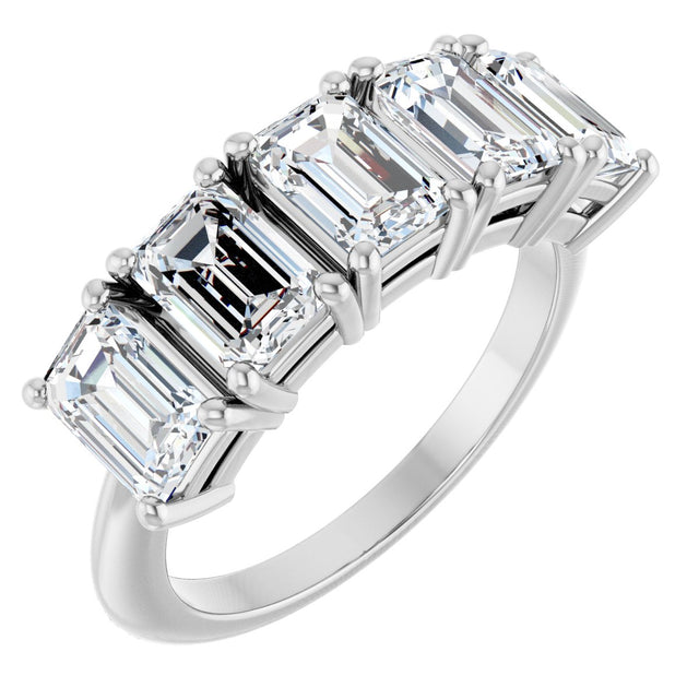 Platinum Emerald Natural Diamond Five-Stone Anniversary Band - 1 7/8-2 1/2 CTW