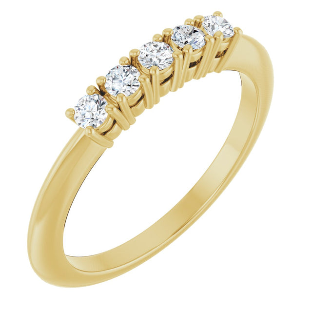 14K Gold Round Lab-Grown Diamond Five-Stone Anniversary Band - 2.25mm Stones - Yellow Gold
