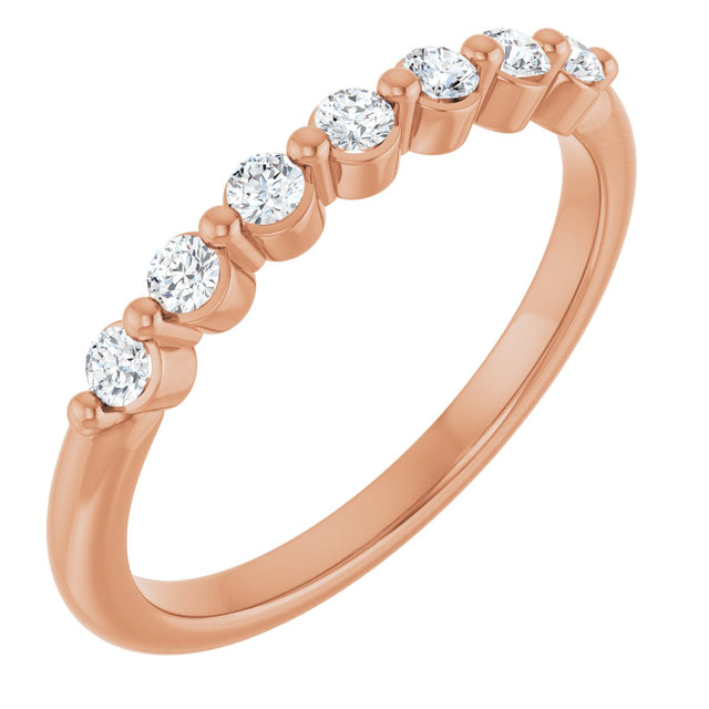 14K Gold Round Lab-Grown Diamond Seven-Stone Anniversary Band - 1/5-5/8 CTW - Rose Gold
