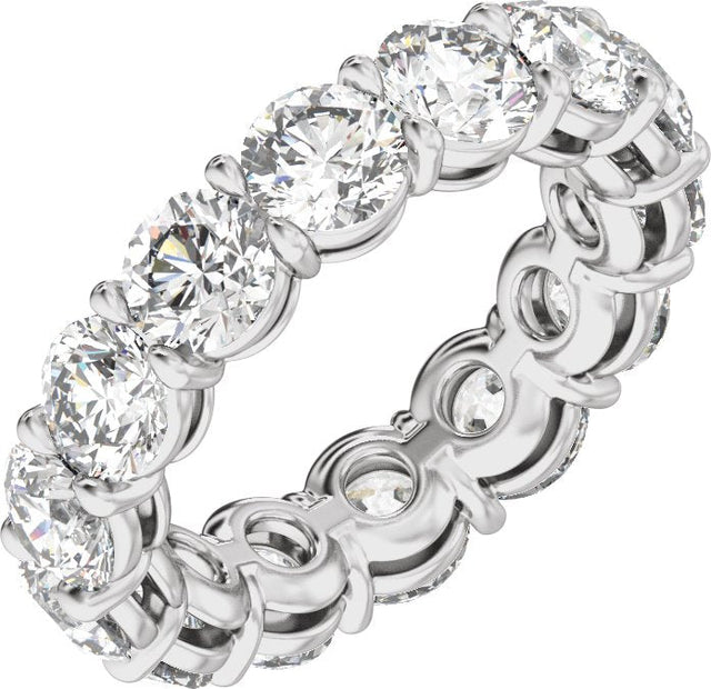 14K Gold Round Natural Diamond Low Profile Eternity Band - 4.3mm Stones - White Gold