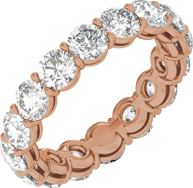 14K Gold Round Natural Diamond Low Profile Eternity Band - 4.3mm Stones - Rose Gold