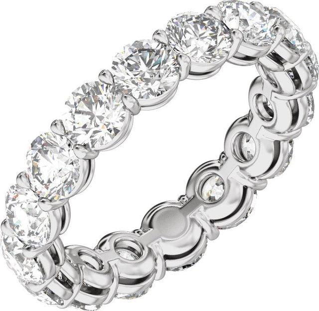 Platinum Round Natural Diamond Low Profile Eternity Band - 4.3mm Stones