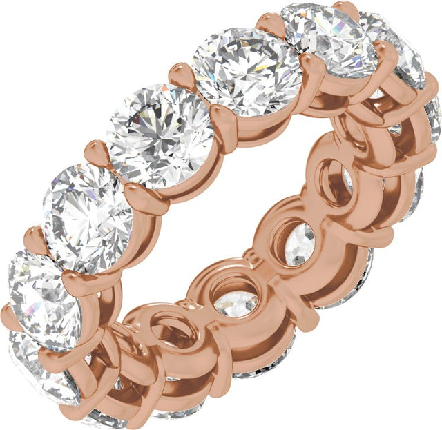 14K Gold Round Lab-Grown Diamond Low Profile Eternity Band - 5mm Stones - Rose Gold