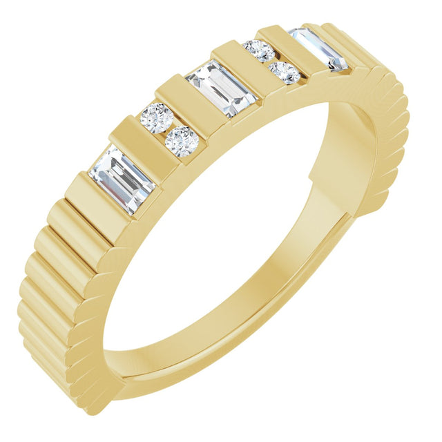 14K Gold Straight Baguette Natural Diamond Anniversary Band - 1/4 CTW - Yellow Gold