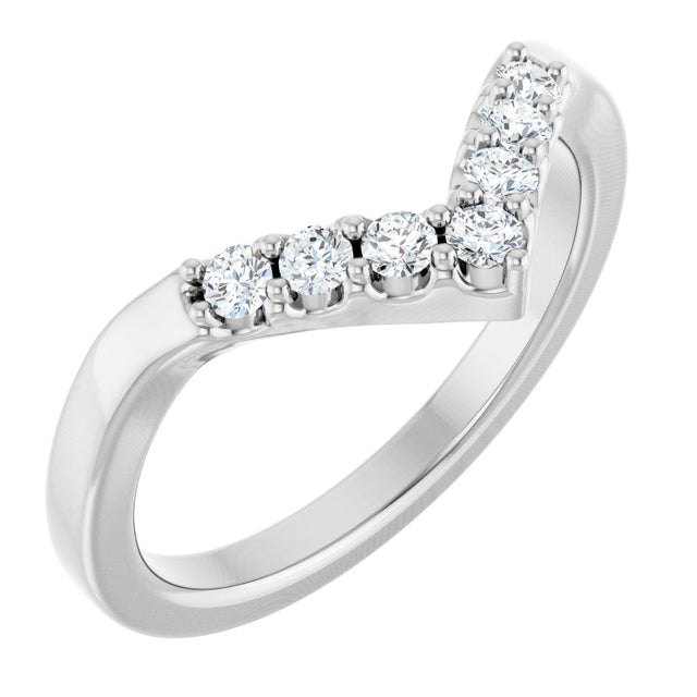 Platinum Round Natural Diamond Contour Band - 1/8-1/2 CTW