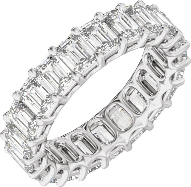 Platinum Emerald Natural Diamond Low Profile Eternity Band - 4.4x3.1mm Stones