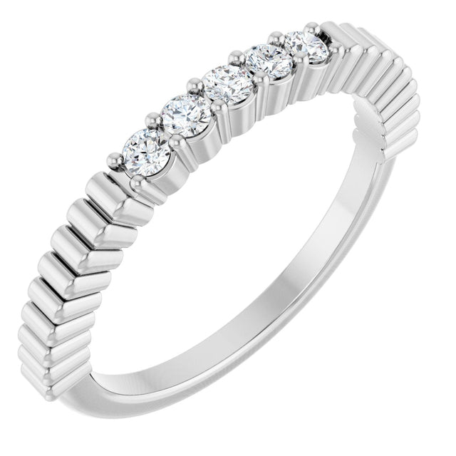 14K Gold Round Lab-Grown Diamond Five-Stone Anniversary Band - 1/6-1/2 CTW - White Gold
