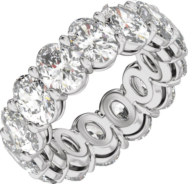 Platinum Oval Natural Diamond Low Profile Eternity Band - 6.1x4.5mm Stones