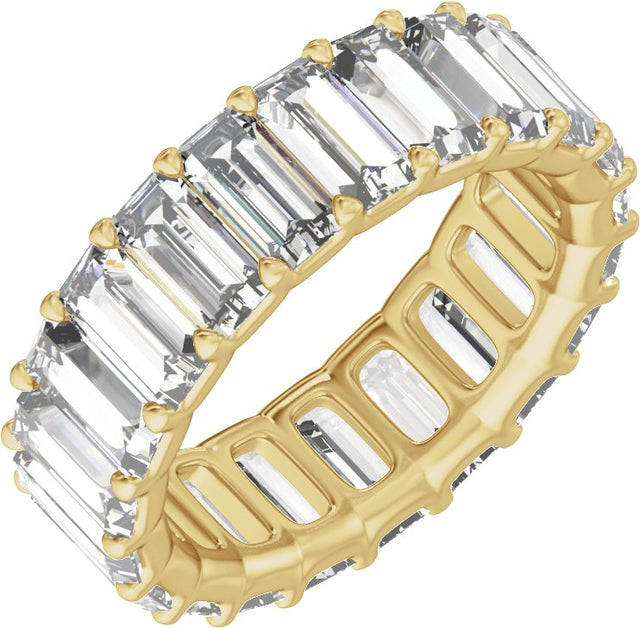 14K Gold Straight Baguette Lab-Grown Diamond Low Profile Eternity Band - 5x2.5mm Stones - Yellow Gold