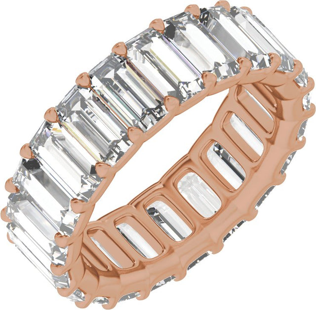 14K Gold Straight Baguette Lab-Grown Diamond Low Profile Eternity Band - 5x2.5mm Stones - Rose Gold