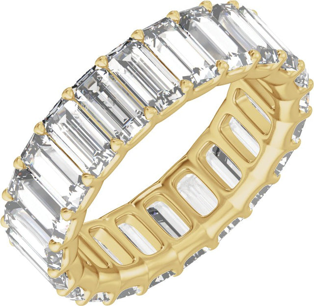14K Gold Straight Baguette Lab-Grown Diamond Low Profile Eternity Band - 5x2.5mm Stones - Yellow Gold