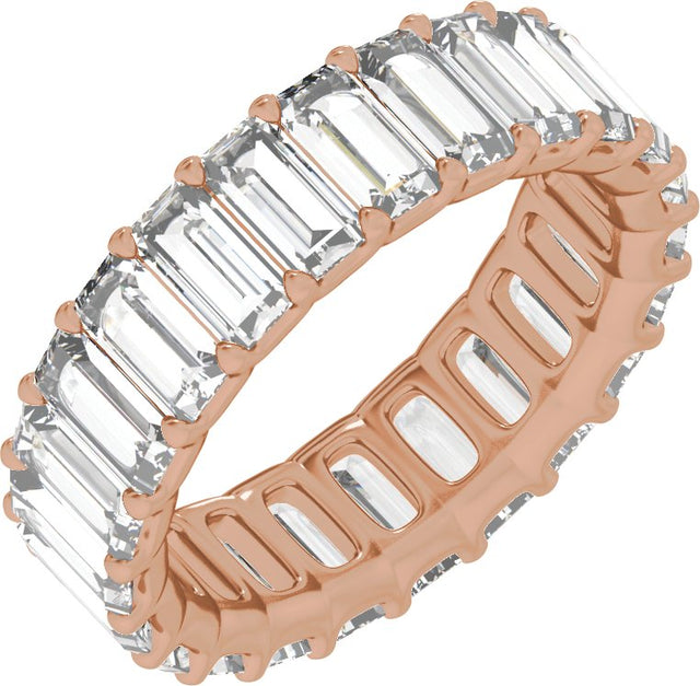 14K Gold Straight Baguette Lab-Grown Diamond Low Profile Eternity Band - 5x2.5mm Stones - Rose Gold