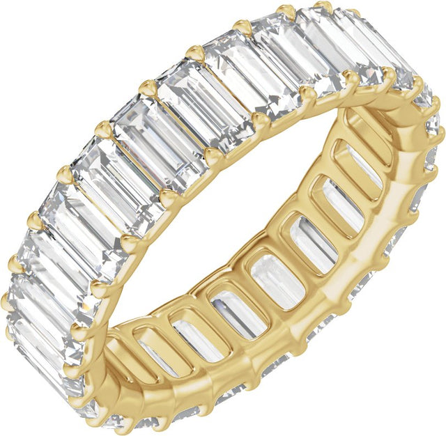 14K Gold Straight Baguette Lab-Grown Diamond Low Profile Eternity Band - 5x2.5mm Stones - Yellow Gold