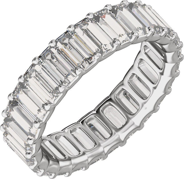 14K Gold Straight Baguette Lab-Grown Diamond Low Profile Eternity Band - 5x2.5mm Stones - White Gold
