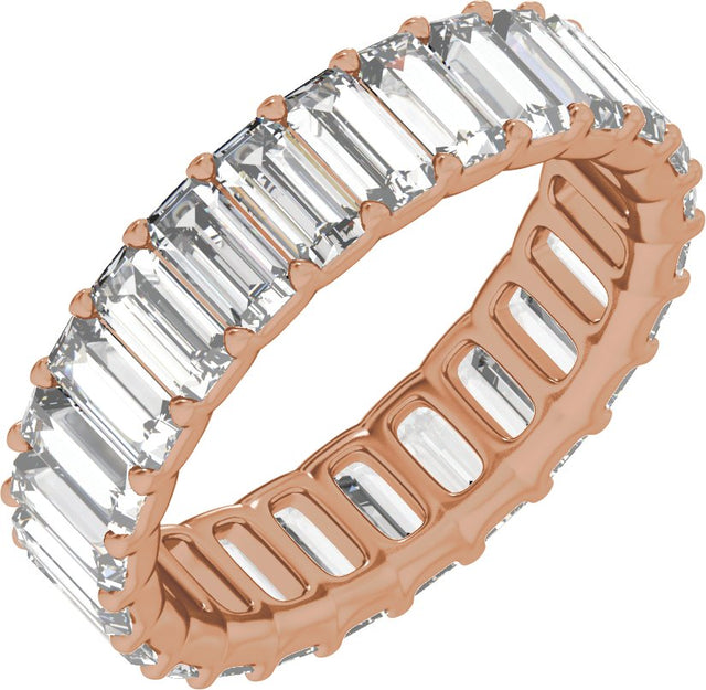 14K Gold Straight Baguette Lab-Grown Diamond Low Profile Eternity Band - 5x2.5mm Stones - Rose Gold