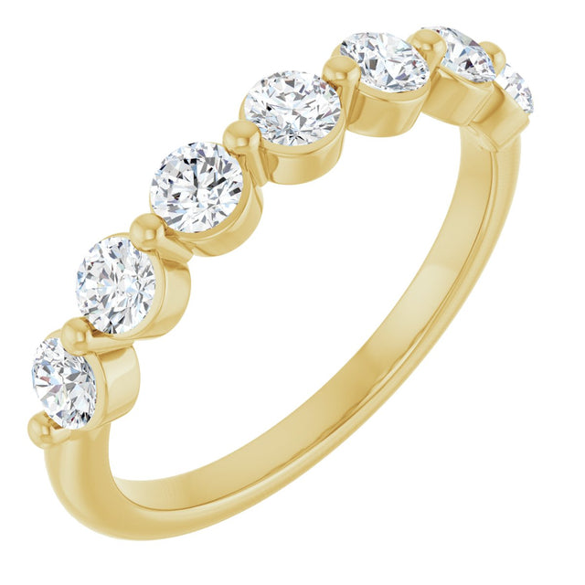 14K Gold Round Natural Diamond Seven-Stone Anniversary Band - 1/5-5/8 CTW - Yellow Gold