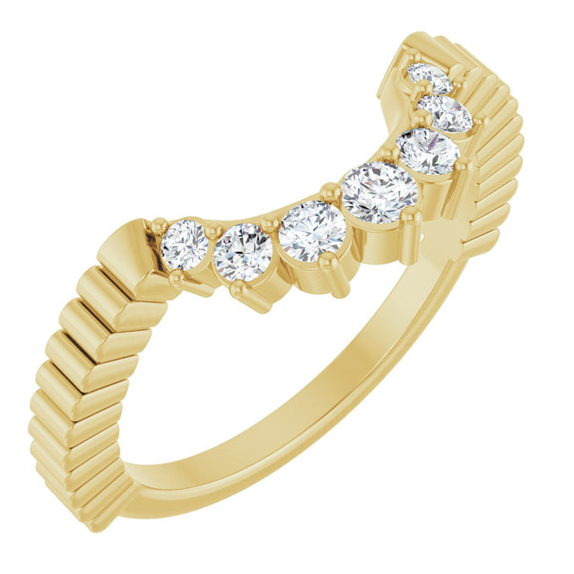 14K Gold Round Lab-Grown Diamond Contour Band - 1/4 CTW (Style 127124) - Yellow Gold