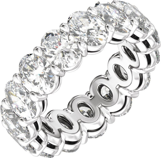 Platinum Oval Natural Diamond Low Profile Eternity Band - 6.1x4.5mm Stones