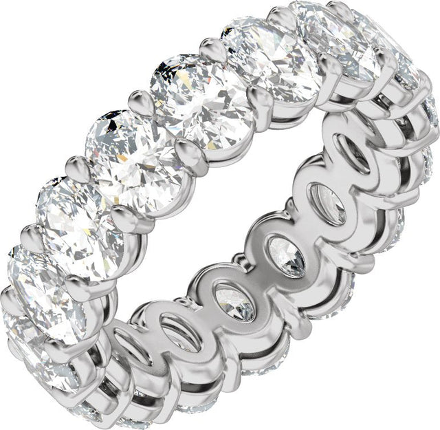 Platinum Oval Natural Diamond Low Profile Eternity Band - 6.1x4.5mm Stones