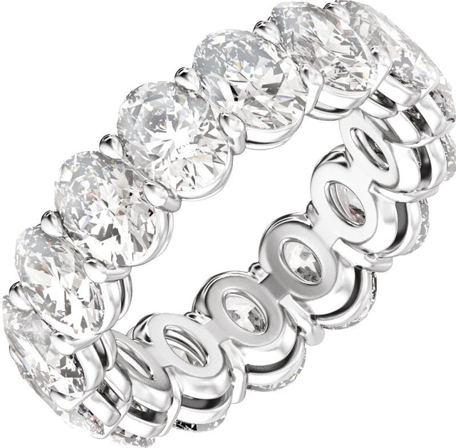 Platinum Oval Natural Diamond Low Profile Eternity Band - 6.1x4.5mm Stones