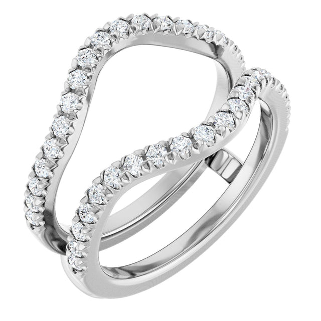 14K Gold Round Natural Diamond Ring Guard - 1/2-1 1/2 CTW - White Gold