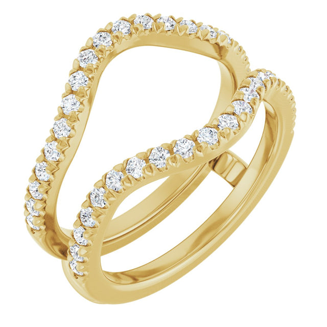 14K Gold Round Natural Diamond Ring Guard - 1/2-1 1/2 CTW - Yellow Gold